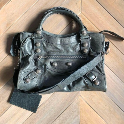 Balenciaga City Bag Limited Silver Studs Gray