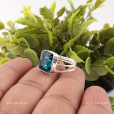 Natural Apatite 925 Sterling Silver Solitaire Valentines Statement Ring Jewelry
