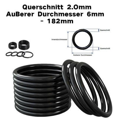 O-Ring Oring 5 Stück Schnurstärke 2,0 mm NBR 70 ShoreA Ring Dichtung Dichtring