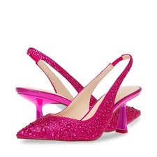 Betsey Johnson SB-MYA Fuchsia Beaded Pointed Toe Pump Heels Shoes Women's Size 7