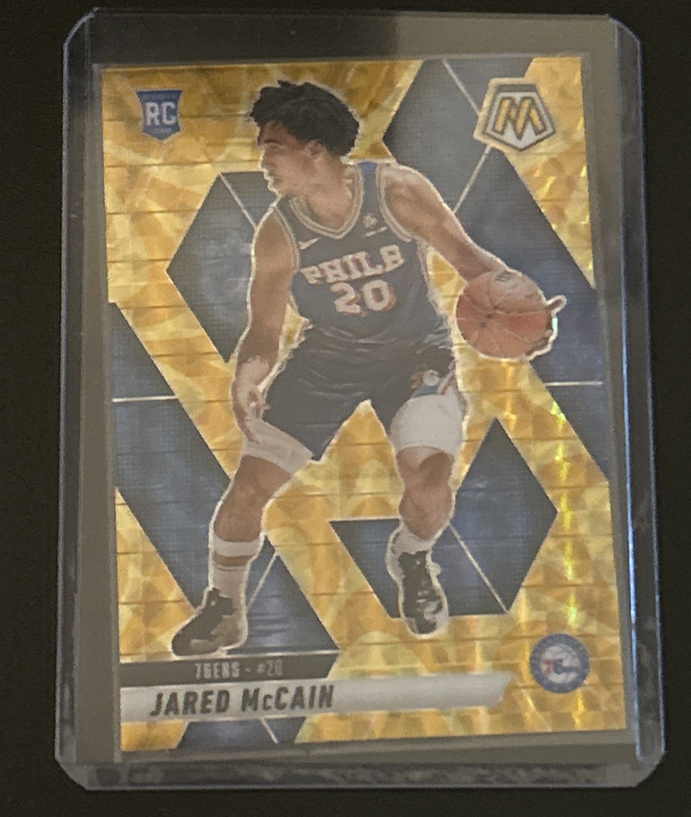 2024-25 Panini Mosaic Rookies Jared McCain #228 Reactive Yellow Mosaic Prizm RC