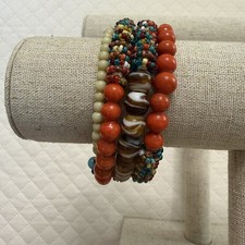 Colorful Mixed Material Boho Style Beaded Wrap Bracelet 4 Strands