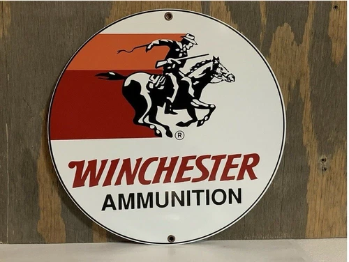 Winchester Ammunition Hunting Gun Vintage Style Round Metal Sign