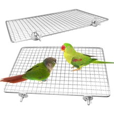 2 Pack Bird Perch Platform Stainless Steel Birds Perches Parrot Shelf Trainin...