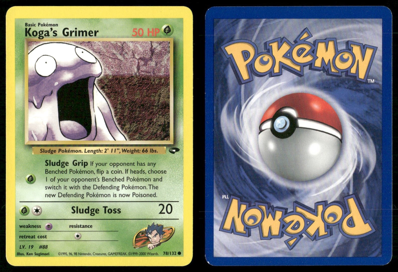 ✰ KOGA'S GRIMER 78/132 UNLIMITED COMMON GYM CHALLENGE POKEMON ✰ HP