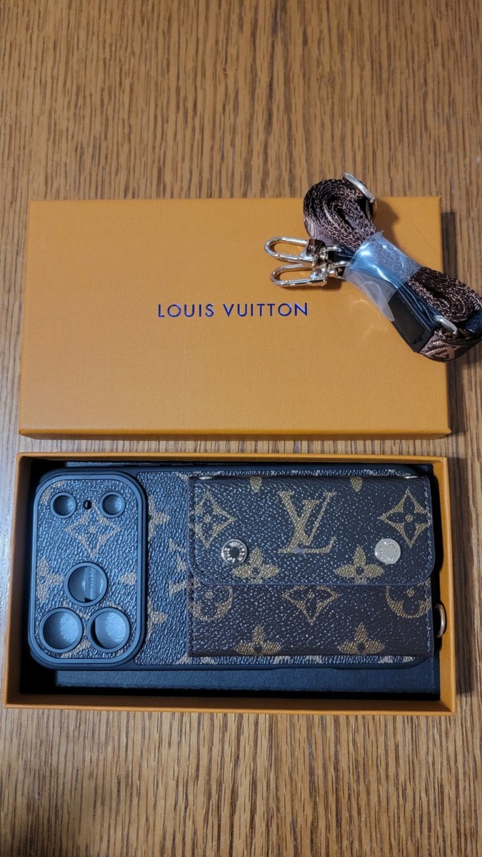 Louis Vuitton Luxury iPhone Back Case with Card Pocket & Strap