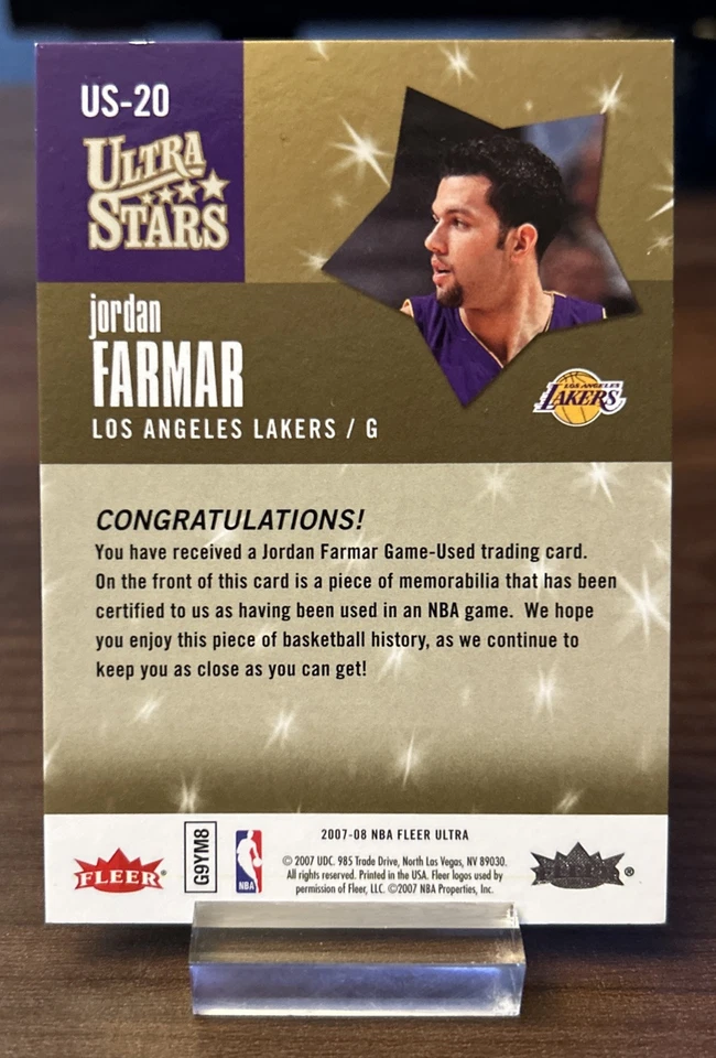 2007-08 Fleer Ultra - Ultra Stars Memorabilia #US-20 Jordan Farmar (MEM) - Image 2 of 2