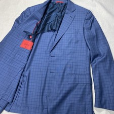 ISAIA Aquaspider 160s Sport Coat 100% Wool Jacket SUIT EU 52 8 Check Italy Flaw