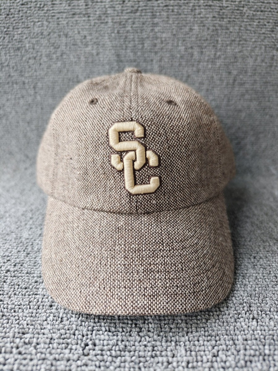 Mitchell & Ness USC Trojans SC Interlock Dad Hat Tan Brown Woven Strapback Cap