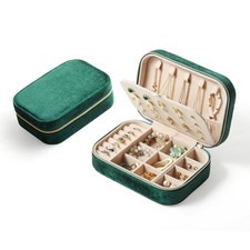 Plush Velvet Travel Jewelry Box, Portable Jewelry Case for Women Girls, Doubl...