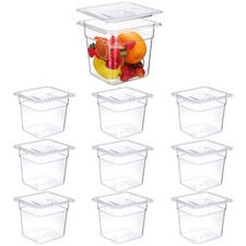 Clear 1/6 Size Food Pan Restaurant Containers with Lids Square Cambro Storage...