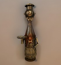 Metal Chef Wine Bottle Holder Decorative Figurine Stand Vintage Style Decor