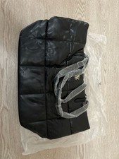 Victoria's Secret Black Quilted Puffer Tote Bag with Gold Logo