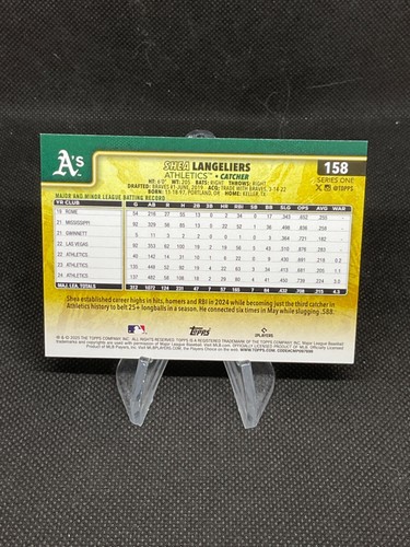 SHEA LANGELIERS 2025 Topps Series 1 Golden Mirror Image Variation SP A’s #158 - Picture 2 of 2