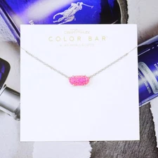 CLEARANCE!! Kendra Scott Ever Bright Pink Kyocera Opal Necklace Silver Tone