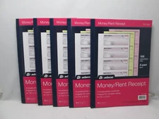 Adams Money/Rent Receipt Books, 3-Part Carbonless, 5 Pk (7-5/8 x 10-7/8)  TC1182