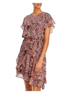 AQUA Asymmetric Hem Ruffle Dress, Size S