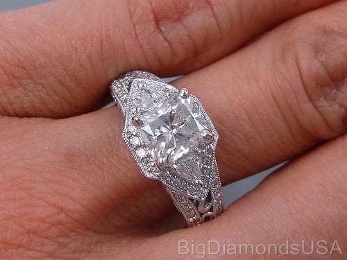 ANELLO DI FIDANZAMENTO 2,23 CARATI TW TAGLIO RADIANTE DIAMANTE G SI2 - Foto 2 di 8