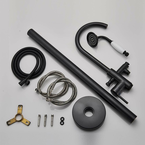 Tub Filler Freestanding Bathtub Faucet Floor Mounted Bathroom with Hand Shower - Picture 53 of 132