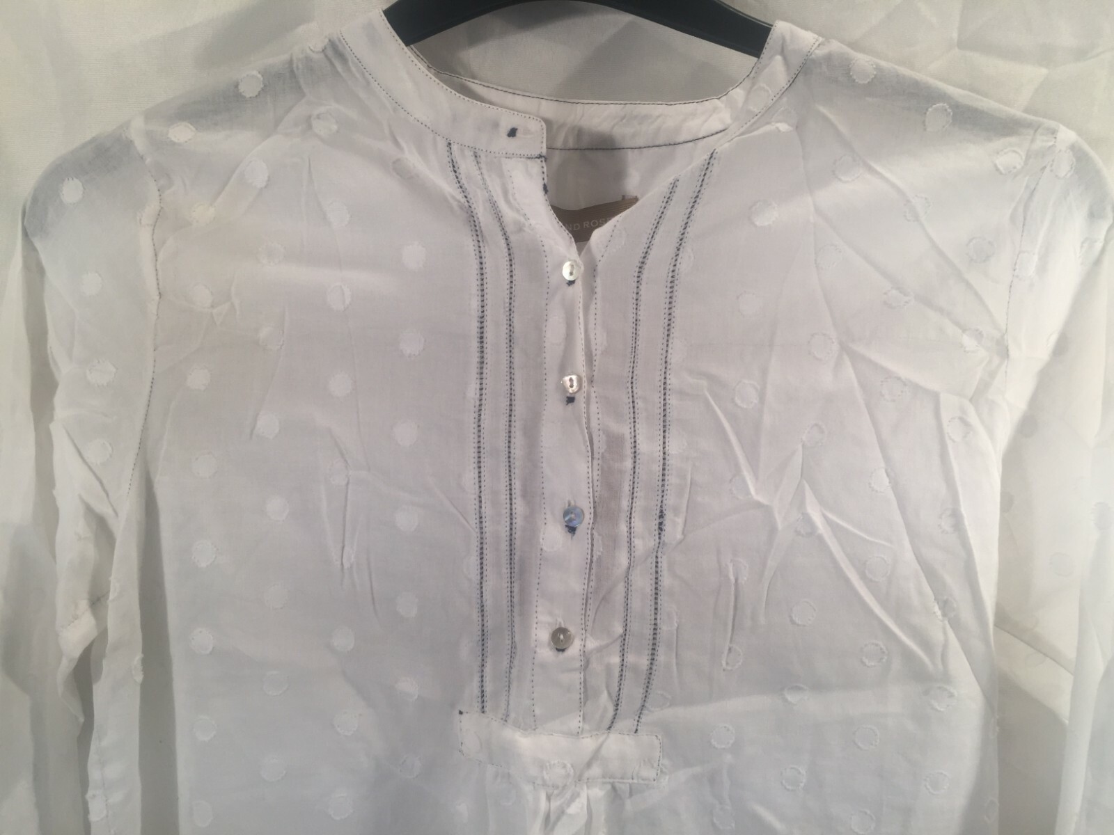 John Lewis Womens Denim Wardrobe Trilogy Bavaria Blouse, White Sz S image 3