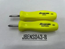 Snap-on Tools USA RARE HI-VIZ 2pc Hard Standard Handle Stubby Screwdriver Set