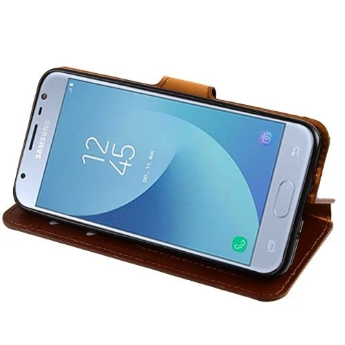 BROWN WALLET FLIP COVER CASE For Samsung Galaxy J3 2018 J3 Star J337 +CLEAR FILM Foto 2 de 2