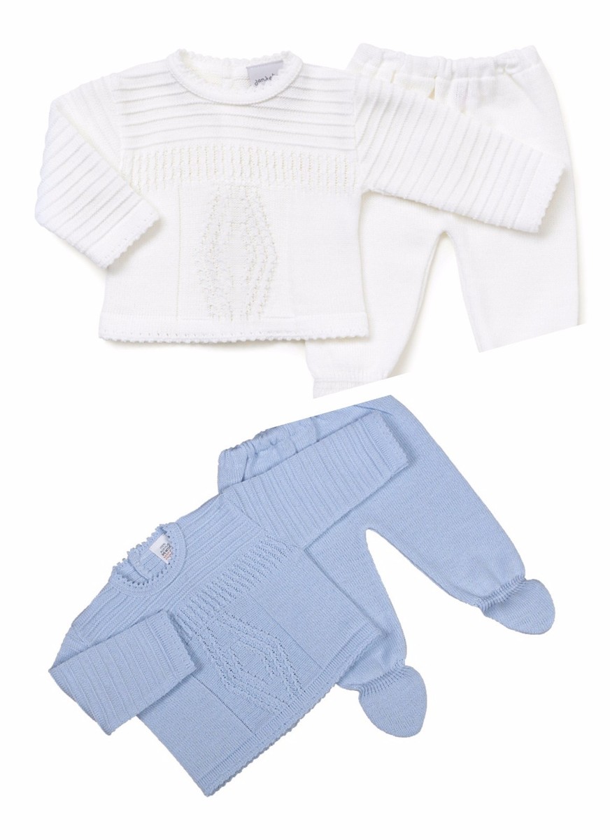 Dandelion Baby Boys legging Set Diamond knitted Top piece Sky Blue or  White