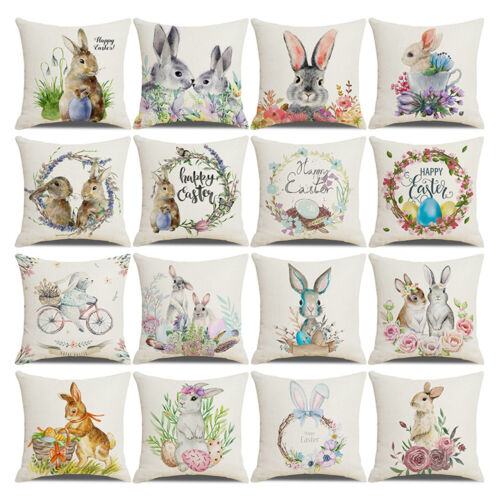 Pillow Cover Single Side Printing Create Atmosphere Living Room Bunny Throw - Afbeelding 1 van 14