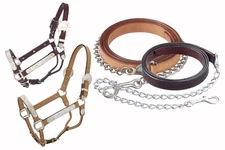 Silver Show Halter - Horse Size - Matching Lead Shank - Light Oil or Dark Oil