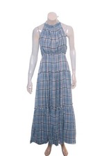 Ulla Johnson Dress In Cornflower Plaid S 4 Women's Casual Halter Neck NEW 34935
