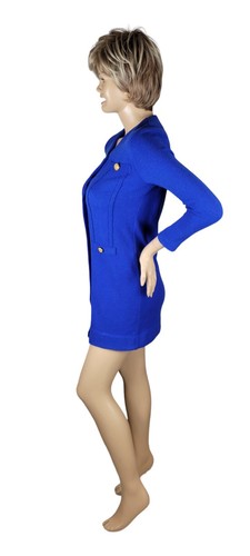 Vintage 70's Castleberry Royal Blue Knit Sweater Sheath Dress Long Sleeve M 10P - Picture 5 of 14