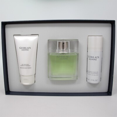 GUERLAIN HOMME 3 Pcs Set: 2.7 oz EDT Spray, Shower Gel & Deodorant Spray NIB