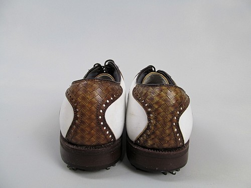 Vtg FootJoy Classics Golf Shoes Mens 7 D White Brown Leather 50963 Made USA - Picture 7 of 11
