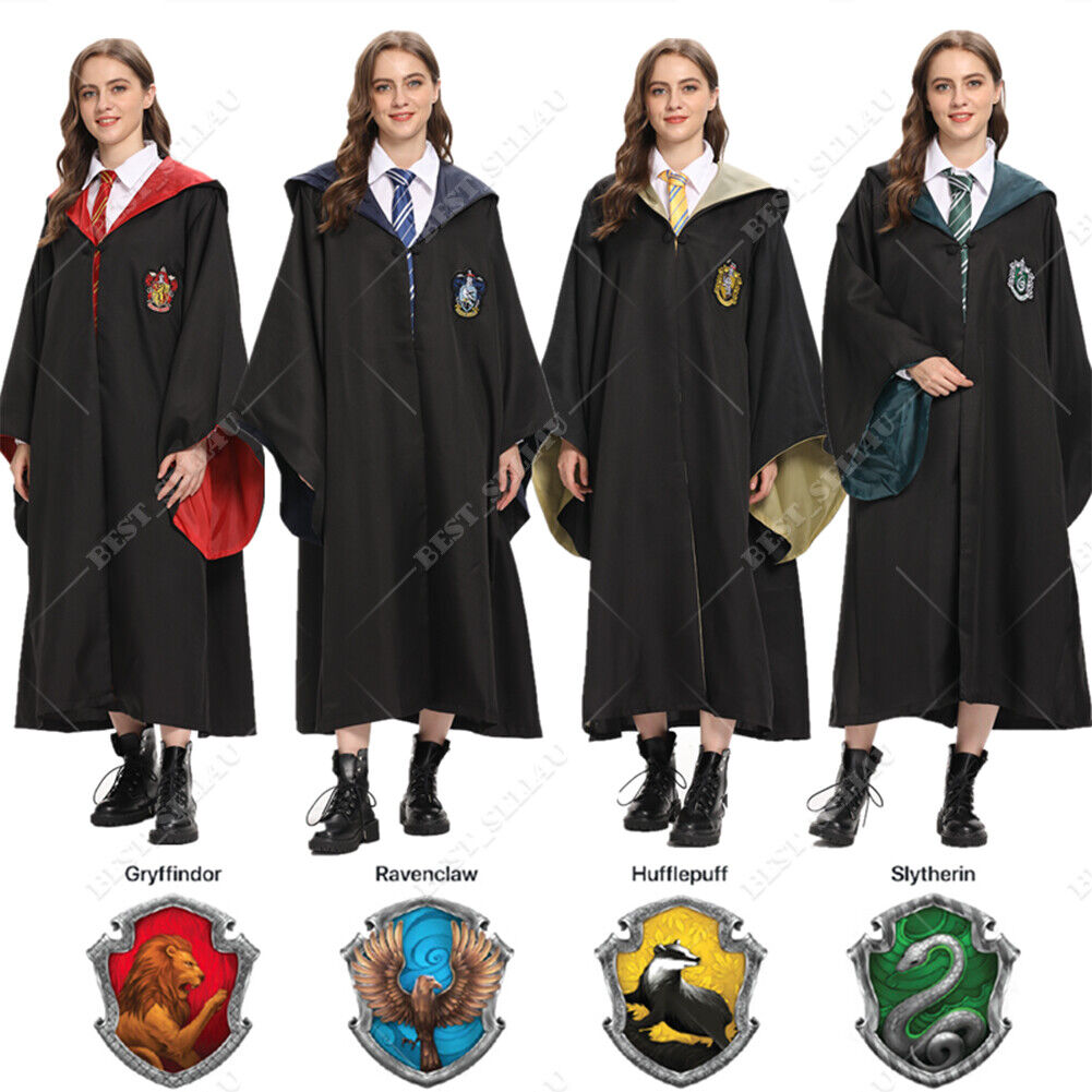 UK Harry Potter Gryffindor Ravenclaw Slytherin Robe Cloak Tie Costume Wand  Scarf