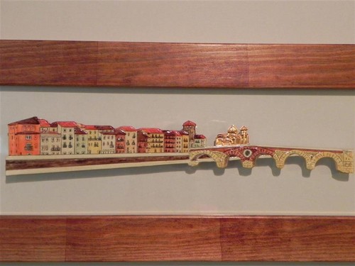 BRUNO BOVI QUADRO FORMELLE CERAMICA VERONA PONTE PIETRA E SAN GIORGIO 43X19 - Foto 2 di 4