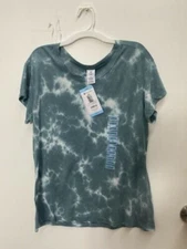 NWT Womens Members Mark Teal Luxe Tie Dye Tee Size Small