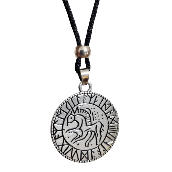 Sleipnir Pferd AnhäNger Halskette Ross Rune Kordel Vadstena Nordisch Wikinger...-image