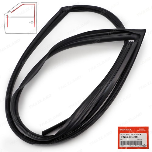 Fits Honda Civic Sedan 1992 - '95 Front Right Glass Run Channel Rubber Seal Door - Picture 6 of 8