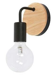 Beacon Lighting Lanie 1 Light Wall Bracket in Black with Teak Detail