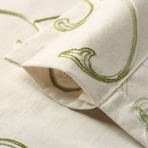 Grass Green Vines Embroidered Rod Pocket Valance Curtains 52x18 Inch - 第 4/13 張圖片