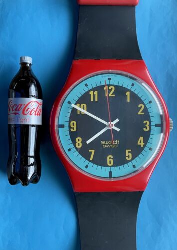 Horloge murale Maxi Swatch 2 m XL montre pop WALLCLOCK 24 boîte 80 90 chrono BLUE RACER 1987 - Photo 1/24