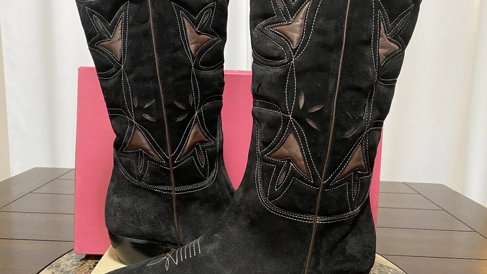 Botas vaqueras Vaneli negras occidentales JESSOP de colección para mujer con recortes talla 8M nunca usadas Foto 4 de 4