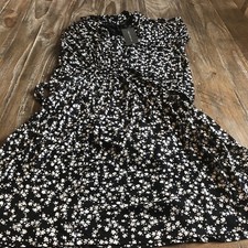 French Comnections Bruna Jersey Printed Wrap Dress Size 8 in Black