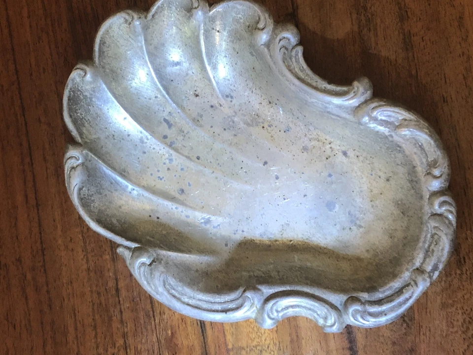 Plato de caramelo vintage Gorham Art Nouveau de plata esterlina con cáscara de ostra nuez # 518 Foto 2 de 4