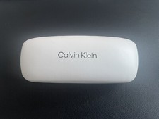 New CALVIN KLEIN White Leather Hard Clamshell Sunglasses Eyeglasses Case