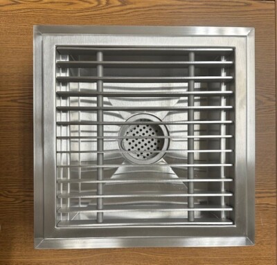 12'' x 12'' Stainless Steel Floor Drain with removable grate and strainer basket