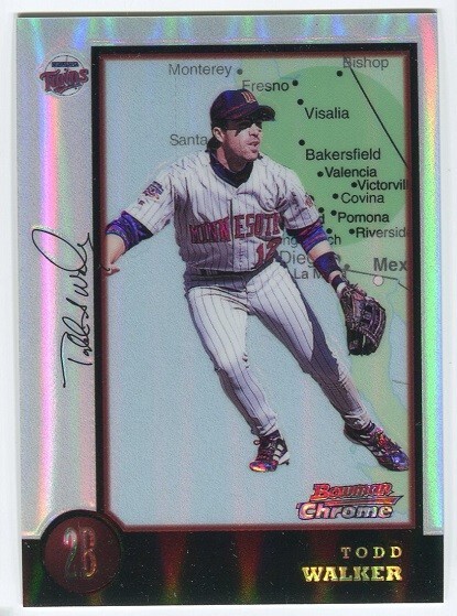 1998 Bowman Chrome International Refractors Baseball Card #54 Todd Walker