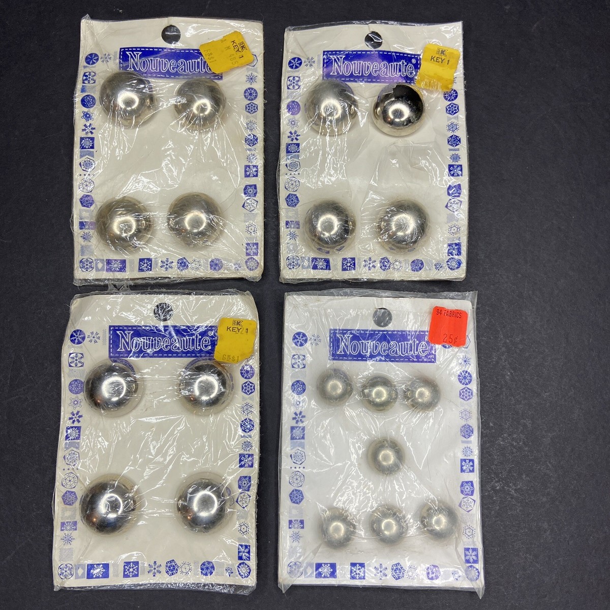 Vintage Haute Nouveaute Paris French Unused Silver Round Buttons 