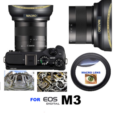 HD3 ULTRA WIDE FISHEYE LENS + MACRO LENS FOR EOS M3 EF-M WITH18-55mm IS LENS