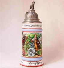 Antique German Porcelain Beer Stein Occupational Farrier/Horseshoe Smith d.1936